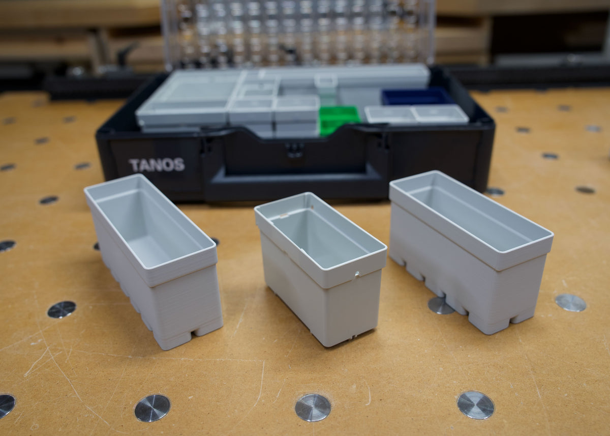 75 mm full-height SYS-ORG bins in standard Tanos colors, Systainer³ Organizer grid.