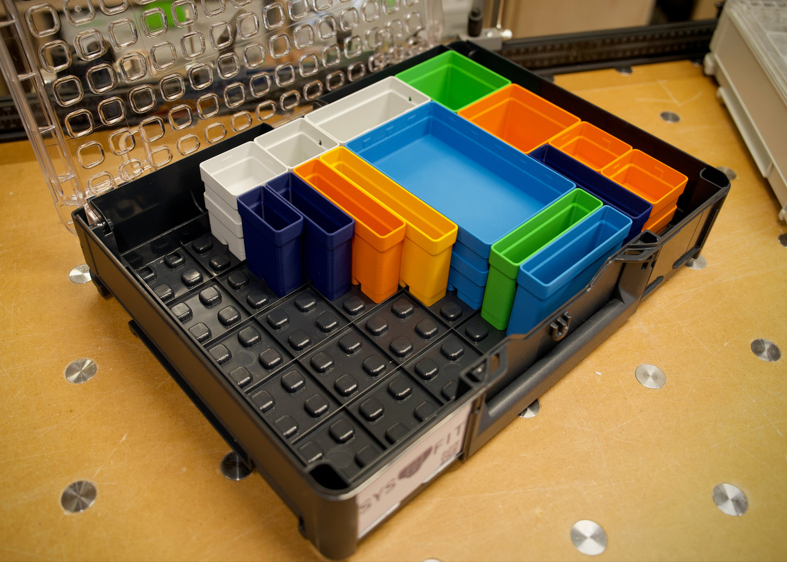25 mm half-height SYS-ORG bins in standard Tanos colors, Systainer³ Organizer grid.