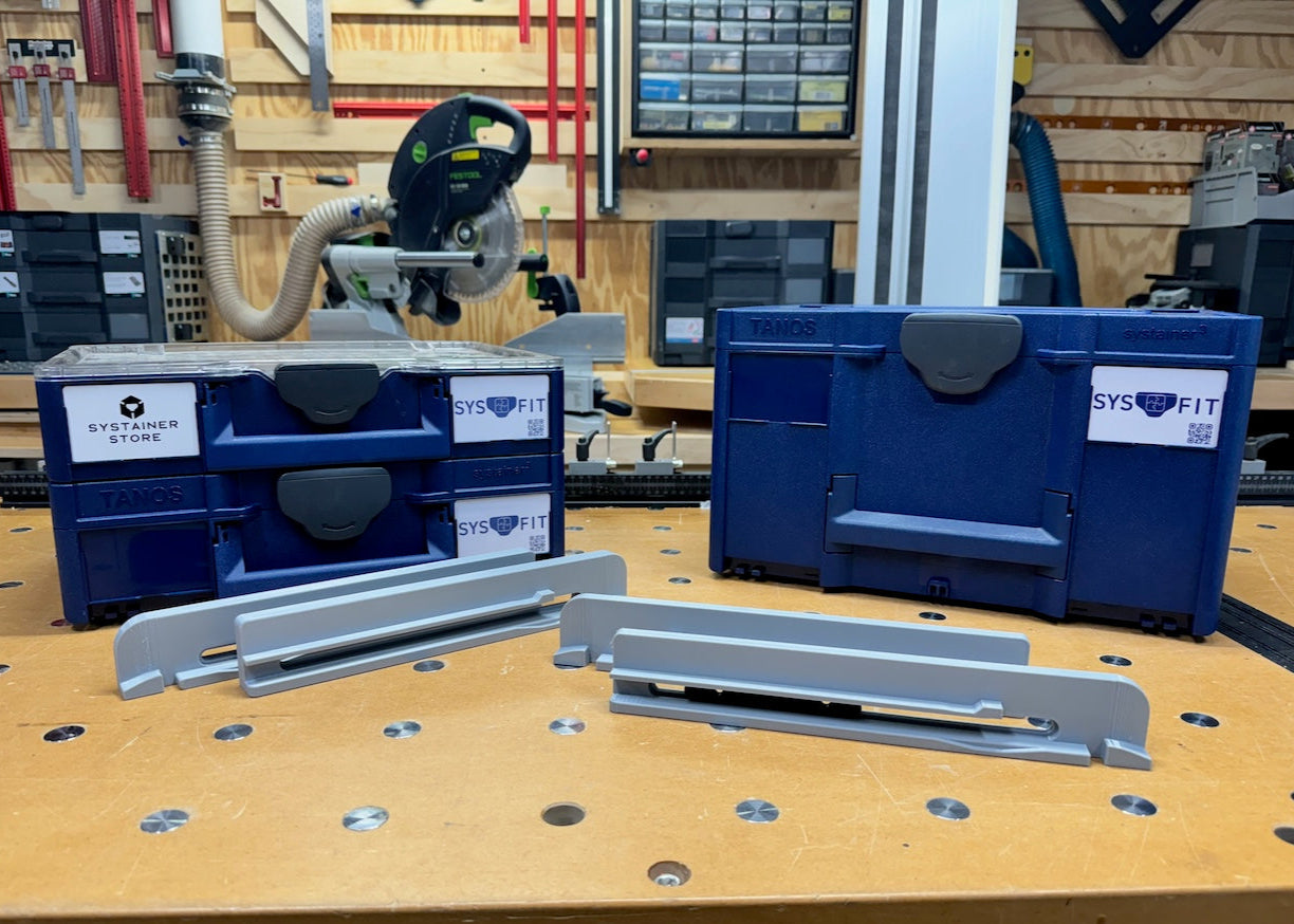 Pro Rail Slides — Systainer3 extended clear of the cabinet, lid open in place.